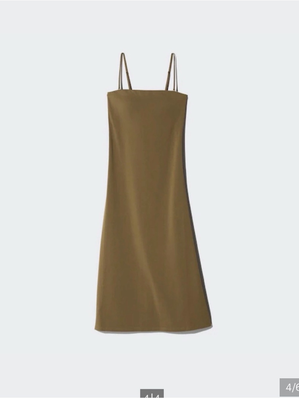 UNIQLO Slip bra top Dress -Simple Spaghetti-Strap Midi khaki L, slim fit NWT